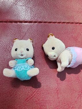 Calico Critter Small Pets Set with Teal and Pink Outfits